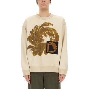 DRIES VAN NOTEN Printed Sweatshirt Men Beige Sweaters & Cardigans